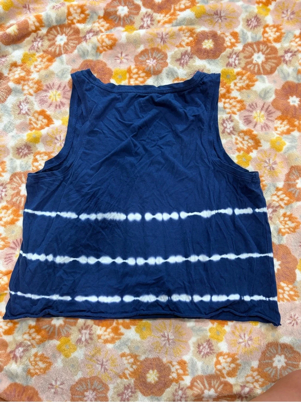 Old Navy Navy Blue and White Tie-Dye Tank